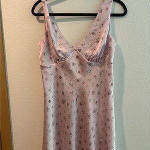 Silky Floral Pink Shift Dress